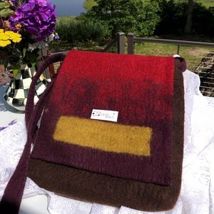 Handmade one of a kind  Boiled Wool Bag